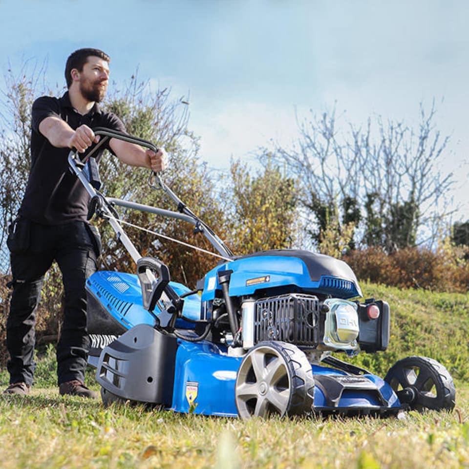 image 1 of Hyundai Self Propelled Petrol Roller Lawnmower Electric Start 17"/43cm 139cc Foldable Lawn Mower HYM430SPER