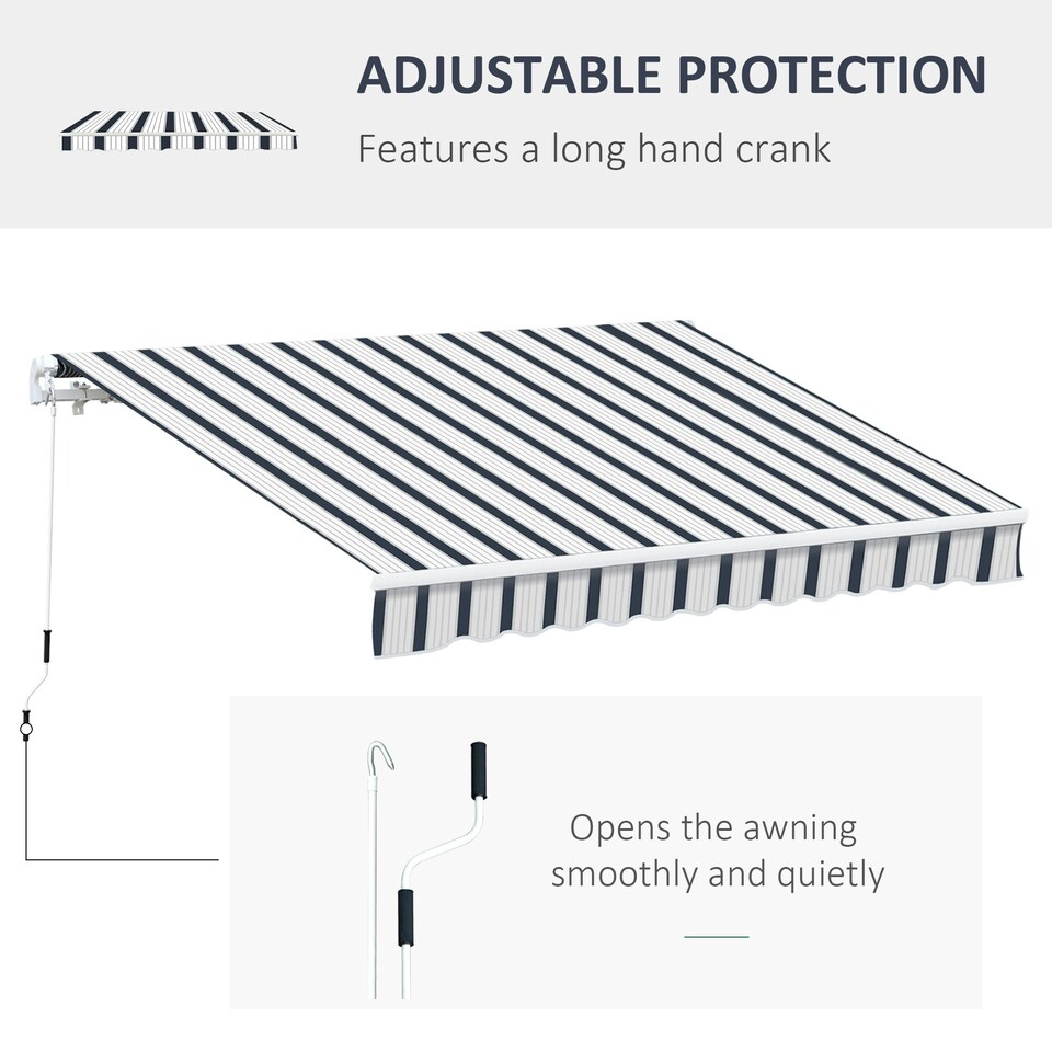 image 1 of Outsunny Garden Sun Shade Canopy Retractable Awning, 4 x 3(m) Blue and White