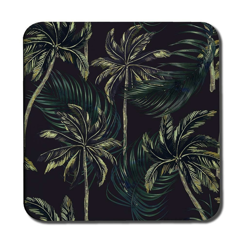 image 1 of Green Palm on Black (Coaster)
