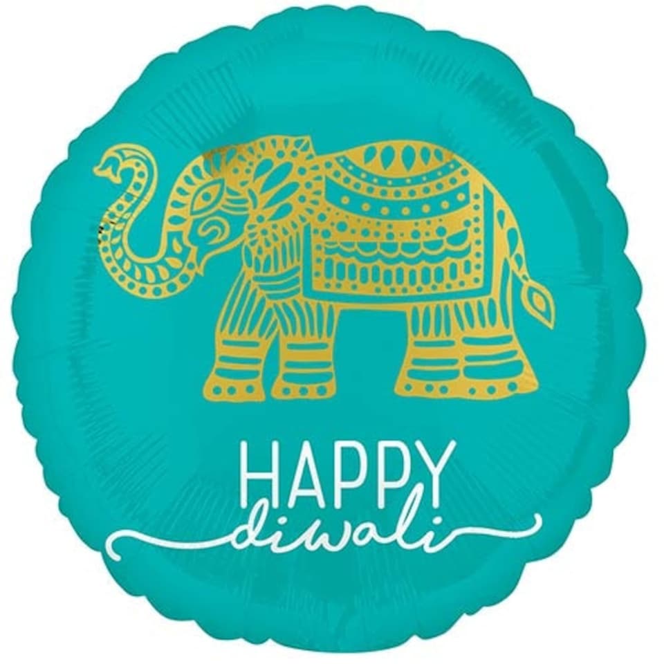 Happy Diwali Celebration Round Foil Helium Balloon 43cm / 17 in