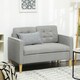 image 7 of HOMCOM Modern 2 Seater Sofa with Hidden Storage, 117cm Tufted Cotton Couch with Wood Legs, Compact Loveseat for Living Room, Kitchen, Light Grey