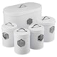 image 1 of Cooks Professional Kitchen Storage Set | 5-Piece | Bread Biscuit Tea Coffee Sugar | White & Silver