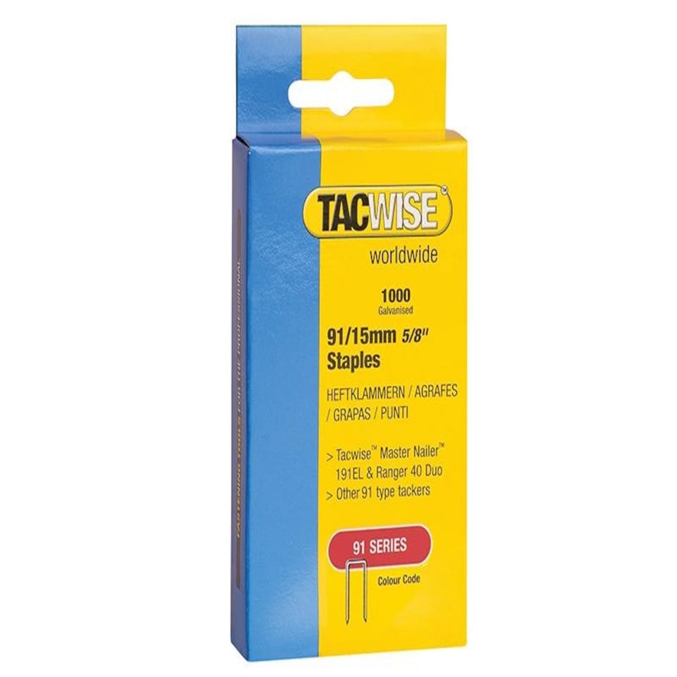 Tacwise 91 Narrow Crown Staples 15Mm - Electric Tackers Pack 1000