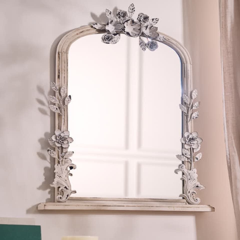 image 1 of Baroque Scrolled Mirror White