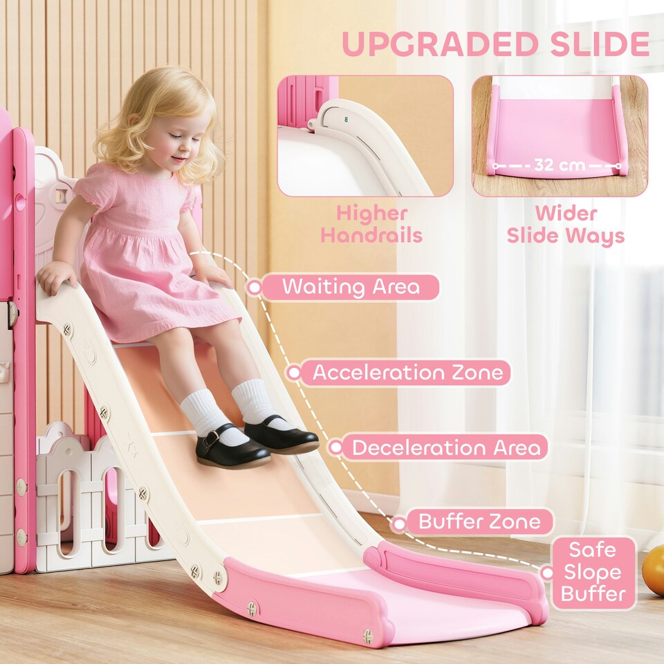 image 1 of AIYAPLAY 7 in 1 Toddler Slide Set, Frog Theme Playset with Basketball Hoop