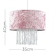image 5 of ValueLights Pink Velvet Cylinder Ceiling Pendant Light Shade With Clear Acrylic Droplets