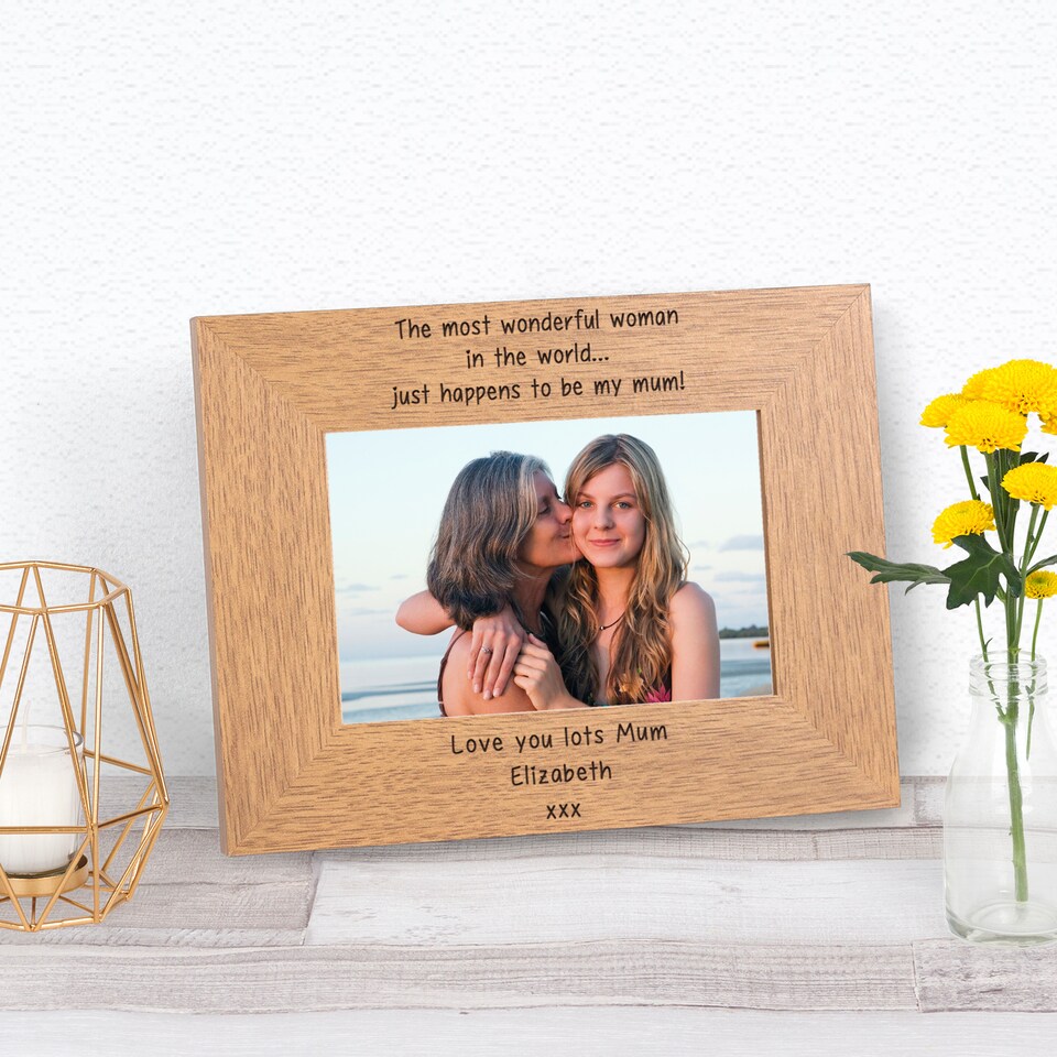 image 1 of Personalised The most wonderful woman in the world Wood Picture Frame 6 x 4 Mum