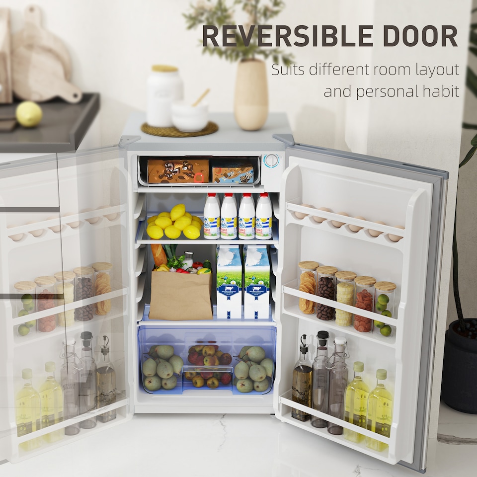 image 1 of HOMCOM 91L Freestanding Under Counter Fridge with Lock Grey | Grey