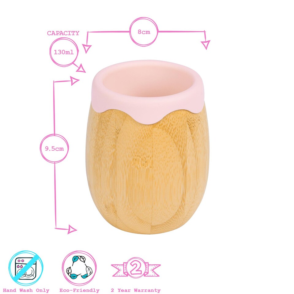 image 1 of Tiny Dining 4pc Penguin Bamboo Suction Baby Feeding Set - Pastel Pink