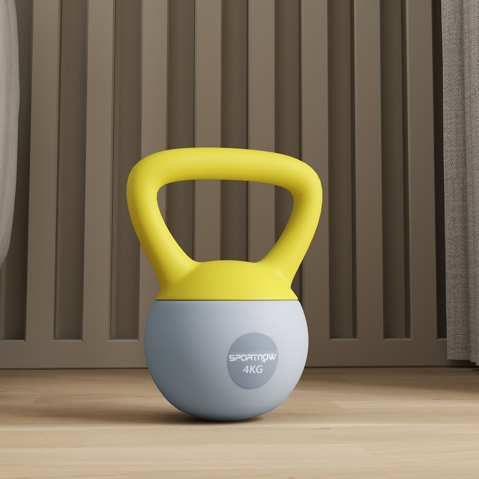 image 1 of SPORTNOW 8KG Kettlebell with Soft Body and Non-Slip Handle, Yellow and Grey | Yellow | Yellow and Grey