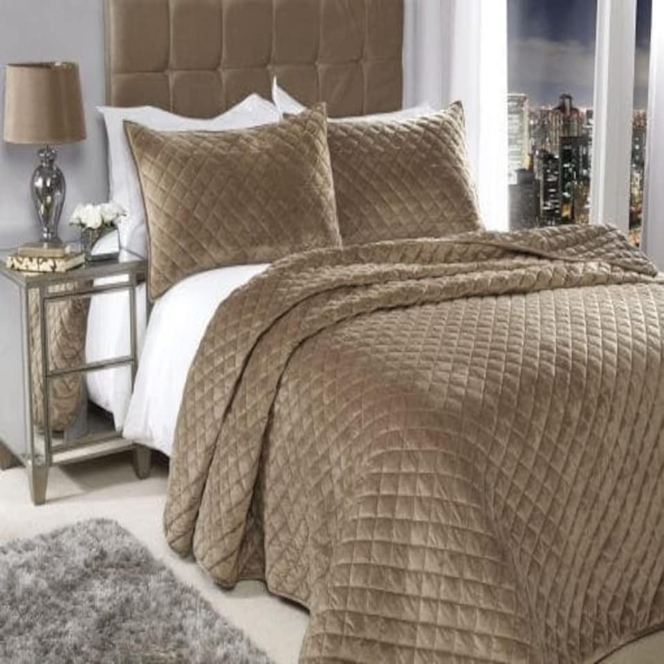 image 1 of Banbury Bedspread Taupe Brown | Brown