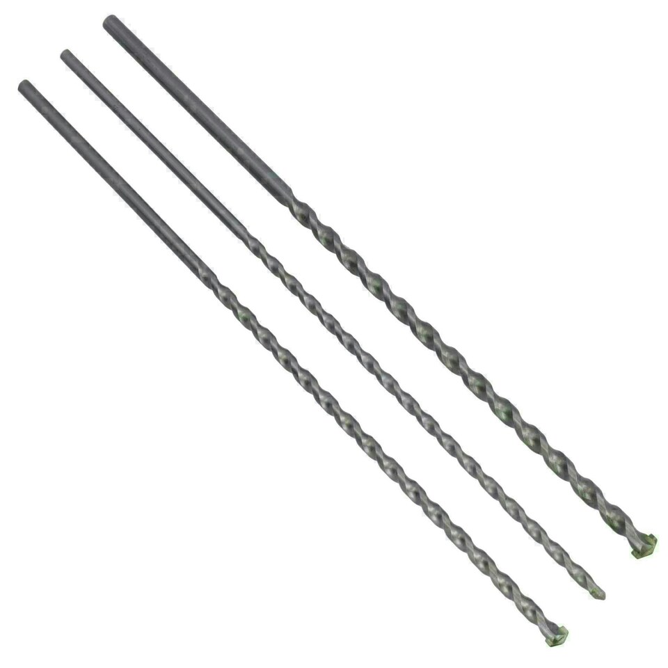 image 1 of 3pc Long Masonry Drills For Bricks Blocks Concrete Carbide Tips 400mm 8 -12mm