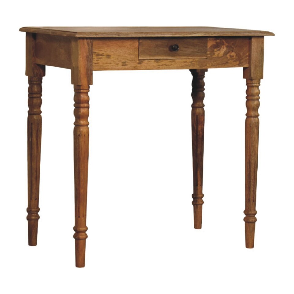 image 1 of Artisan Furniture Solid Wood Oakish Turned Leg Writing Desk
