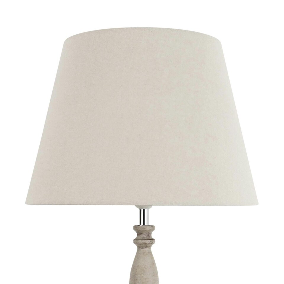 image 1 of Grey Wash Wood Effect 59cm Table Lamp with And Grey Cotton Shade Grey | Grey