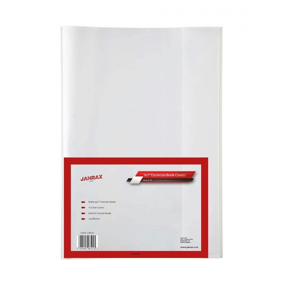 image 1 of Pack of 10 9x7" Clear Exercise Book Covers by Janrax