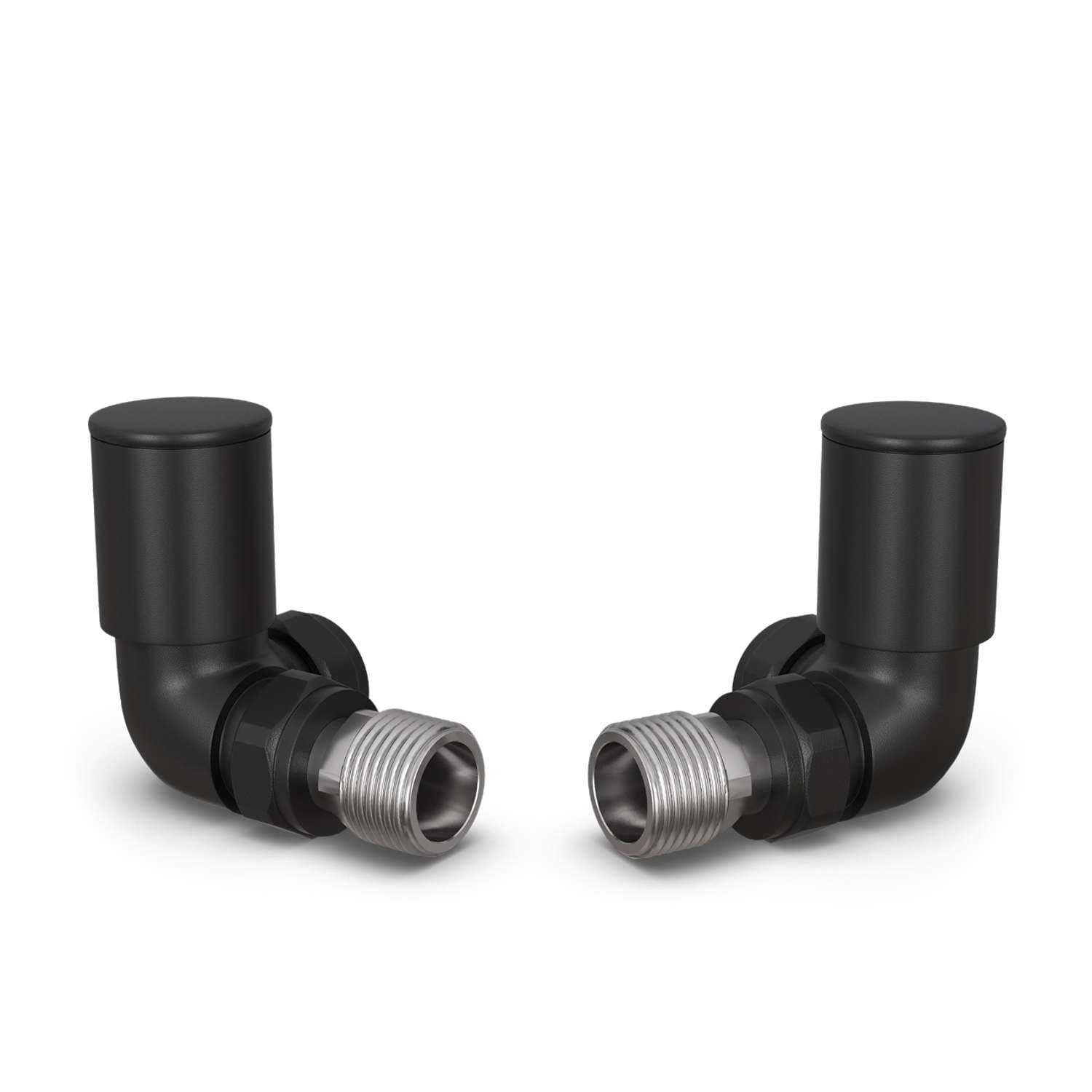 Round Radiator Valve Corner - Black - 15mm