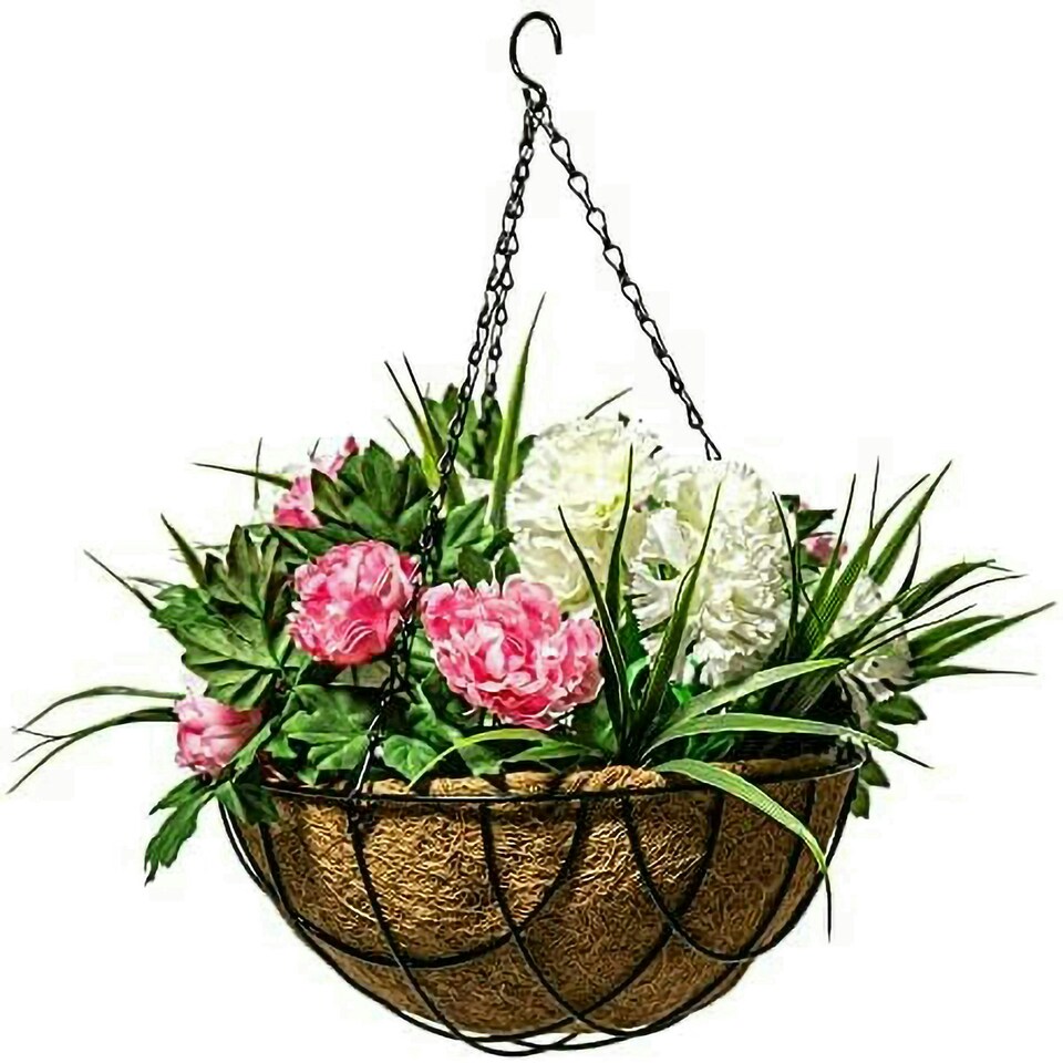 image 1 of Primrose Wire Hanging Basket Plant Pot Planter with Coco Liner 20cm