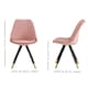 image 7 of Set of 4 Sofia Ergonomic Modern Dining Chairs Upholstered in Velvet, Metal Legs with Gold End Tips | Pink