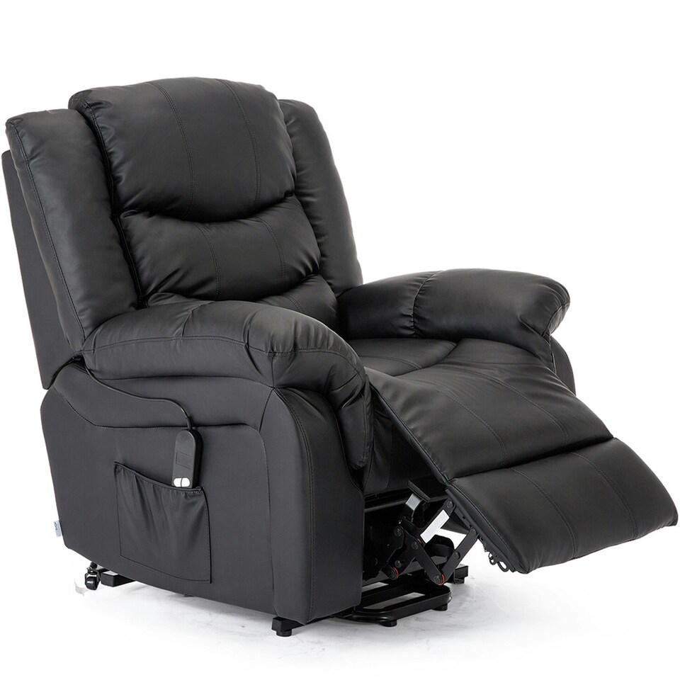 image 1 of Seattle Electric Single Motor Rise Recliner Bonded Leather Chair (Black)