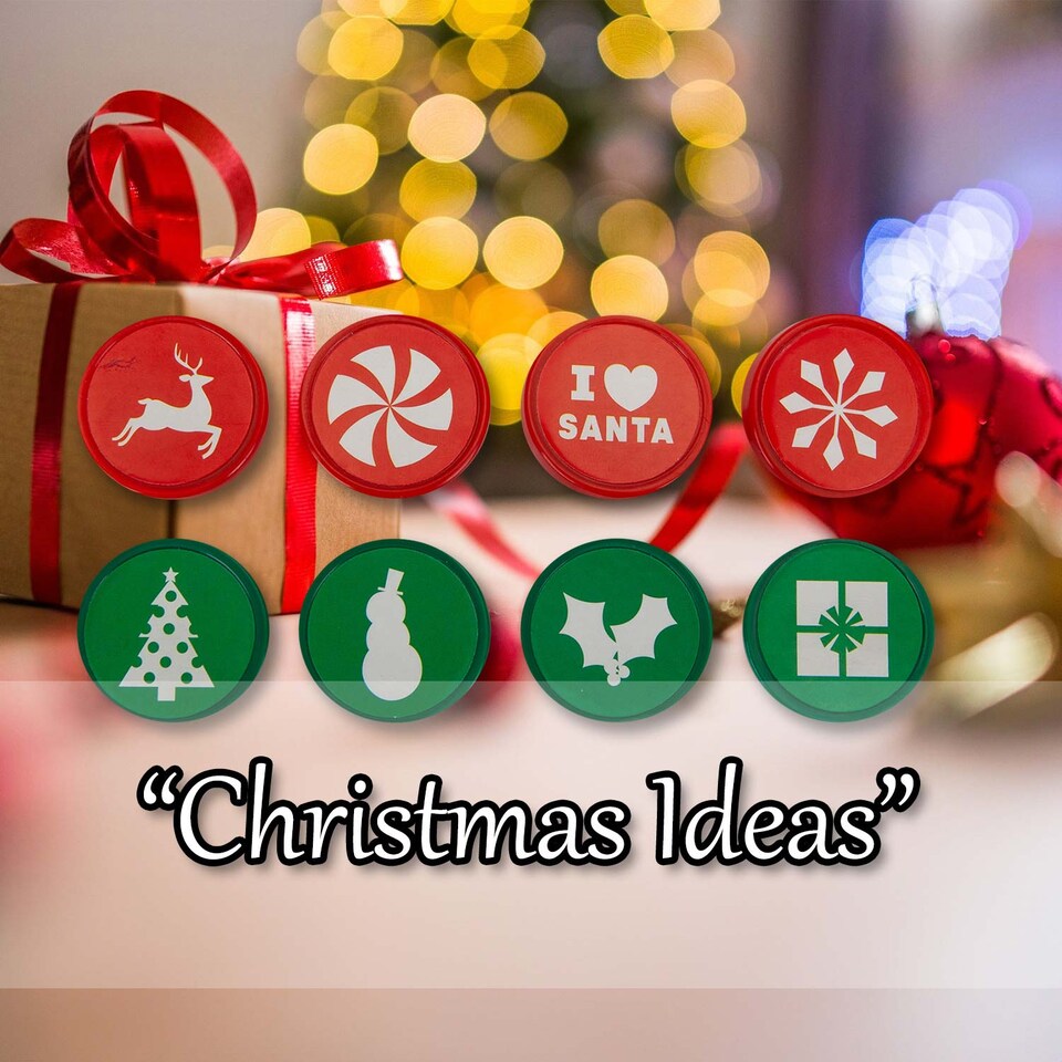 image 1 of vfm-estore Christmas Stamps Set of 8 - 18.4 x 12.1 x 2.9 cm