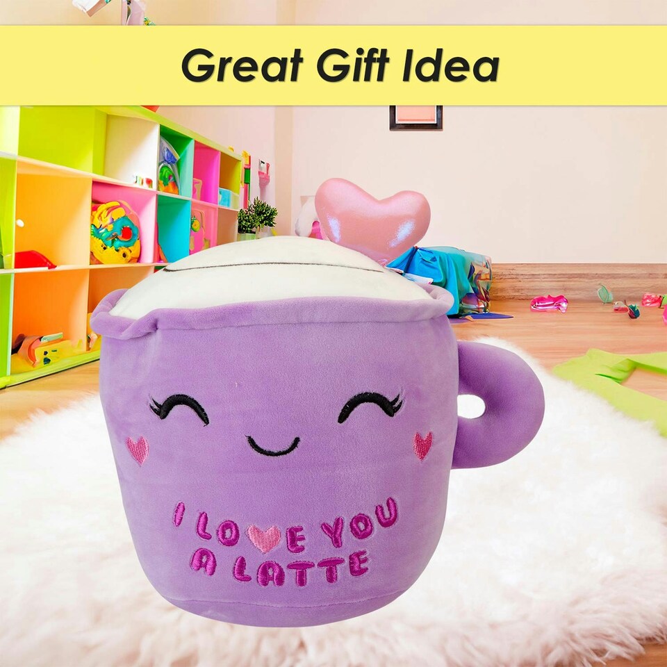 image 1 of Latte Soft Toy Cute Plushie Huggable Cuddly Stuffed Toy 20cm Purple