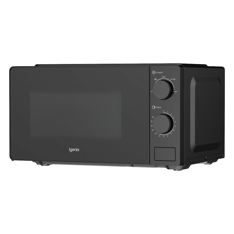 image 1 of Manual Microwave, 700 W, 20 Litre, 35 Minute Timer, Black, Igenix IGMS02071B
