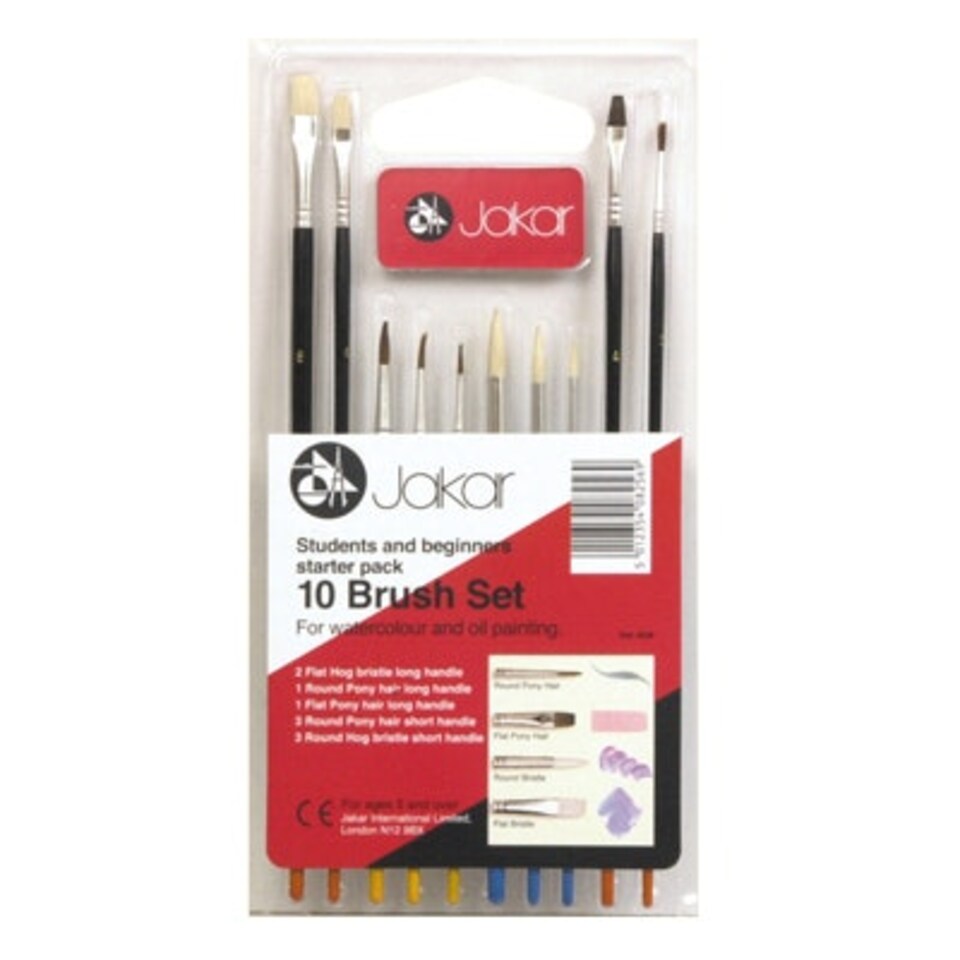 image 1 of Jakar 10 Brush Set for Watercolour and Oil Painting