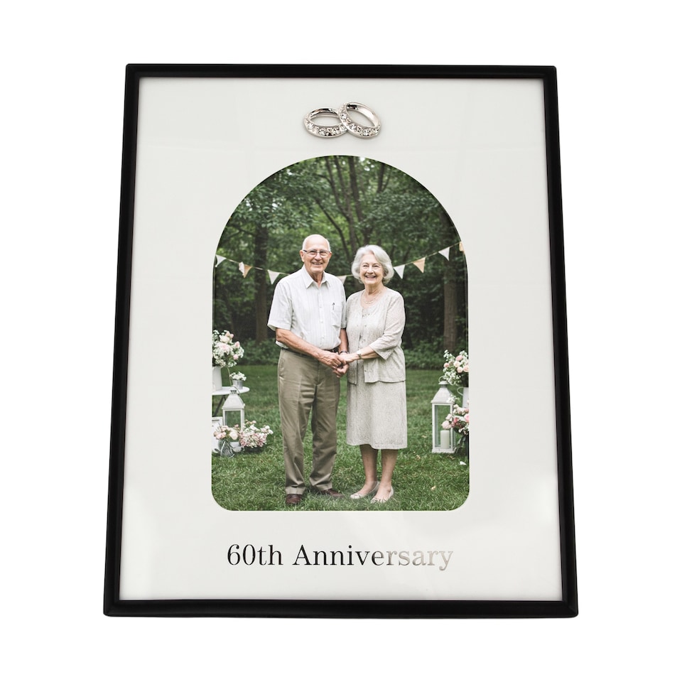 image 1 of 60th Anniversary Matte Black 5x7 Picture Frame with Diamante Rings | Black | One Size