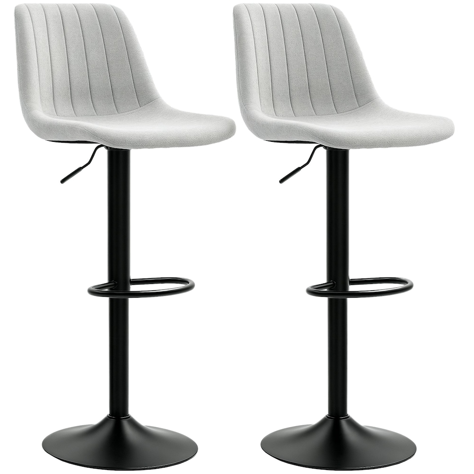image 1 of HOMCOM Bar Stools Set of 2 Adjustable Swivel Bar Chairs with Backrest Green