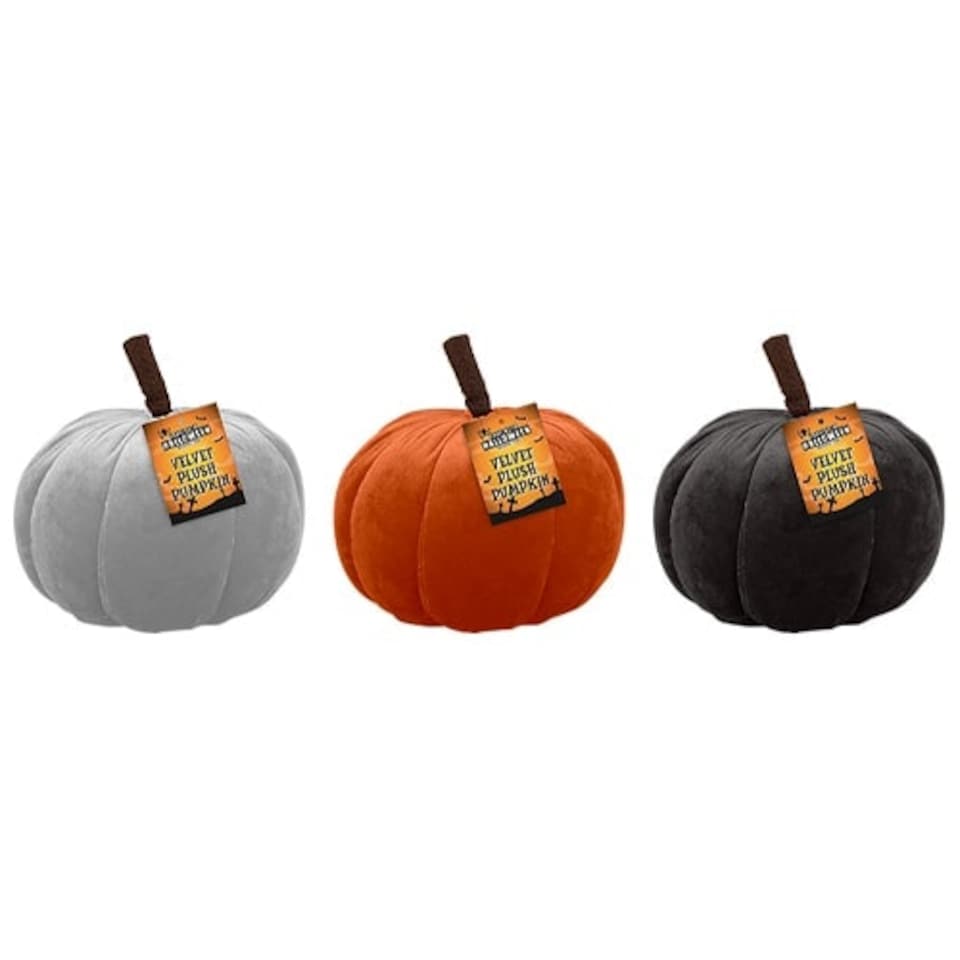 Assorted Halloween Velvet Pumpkin Decoration 16cm