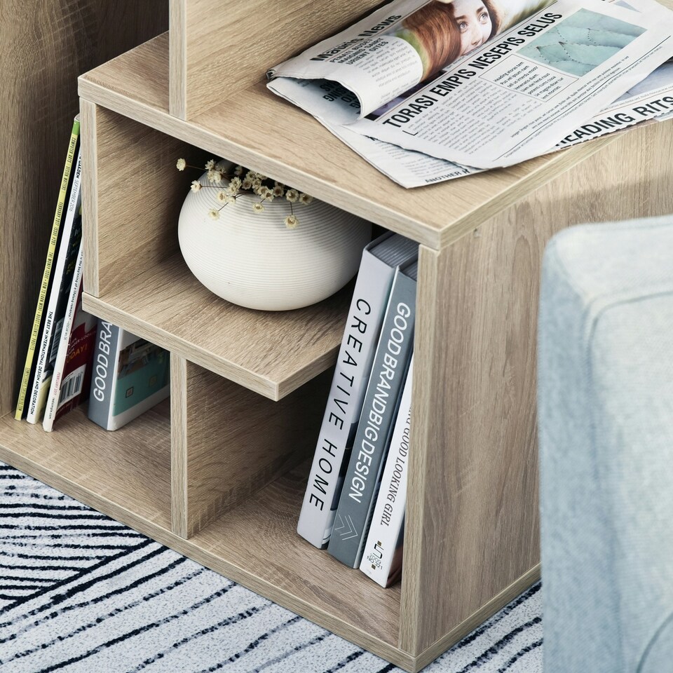 image 1 of HOMCOM 3-Tier Side End Table Open Shelves Storage Magazine Desk Yellow
