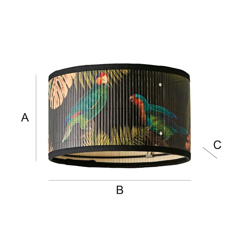 image 1 of ValueLights Daintree Small Dark Jungle Bamboo Drum Lamp Shade Multi