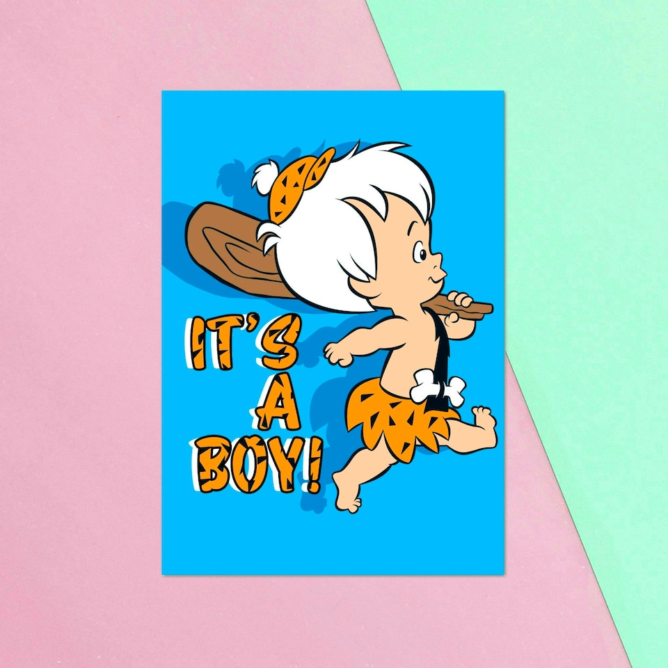 Official Flintstones New Baby Boy Greetings Card