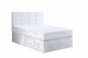 image 1 of 6ft Superking  White Crushed Velvet Divan Bed Set Orthopaedic Mattress with Cube Headboard  2 Drawers Same Side