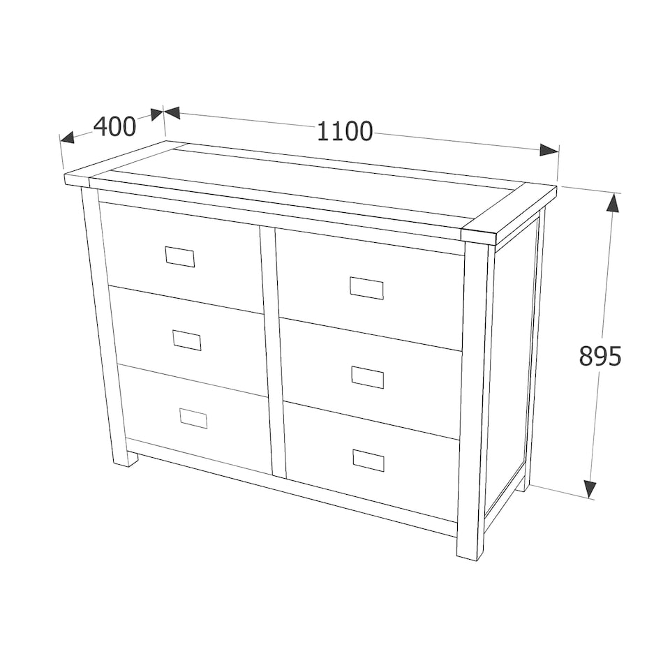 image 1 of Dunkeld 3+3 Drawer Wide Chest - Midnight Blue Painted Wood Bedroom Storage with Antique Waxed Top | Blue | Blue | 1