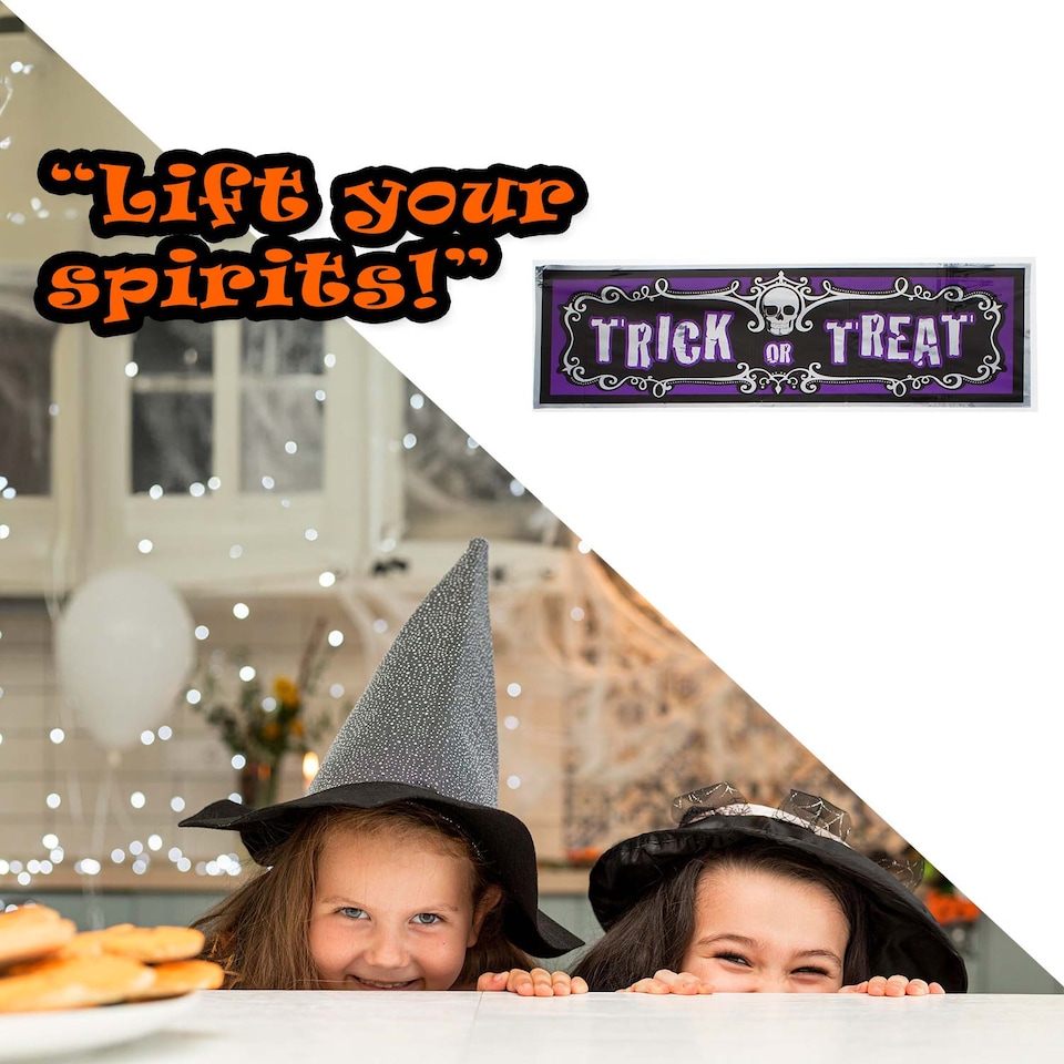 image 1 of PMS Trick Or Treat Banner Decoration 3ft 90cm