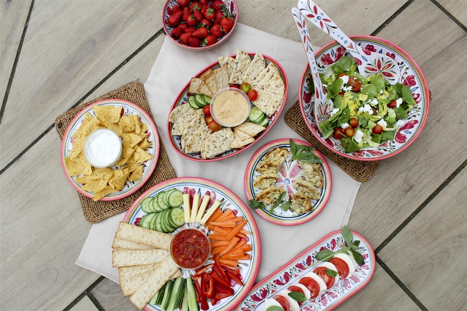 image 1 of Mediterranean 15 Piece Melamine Dinnerware Set | Red