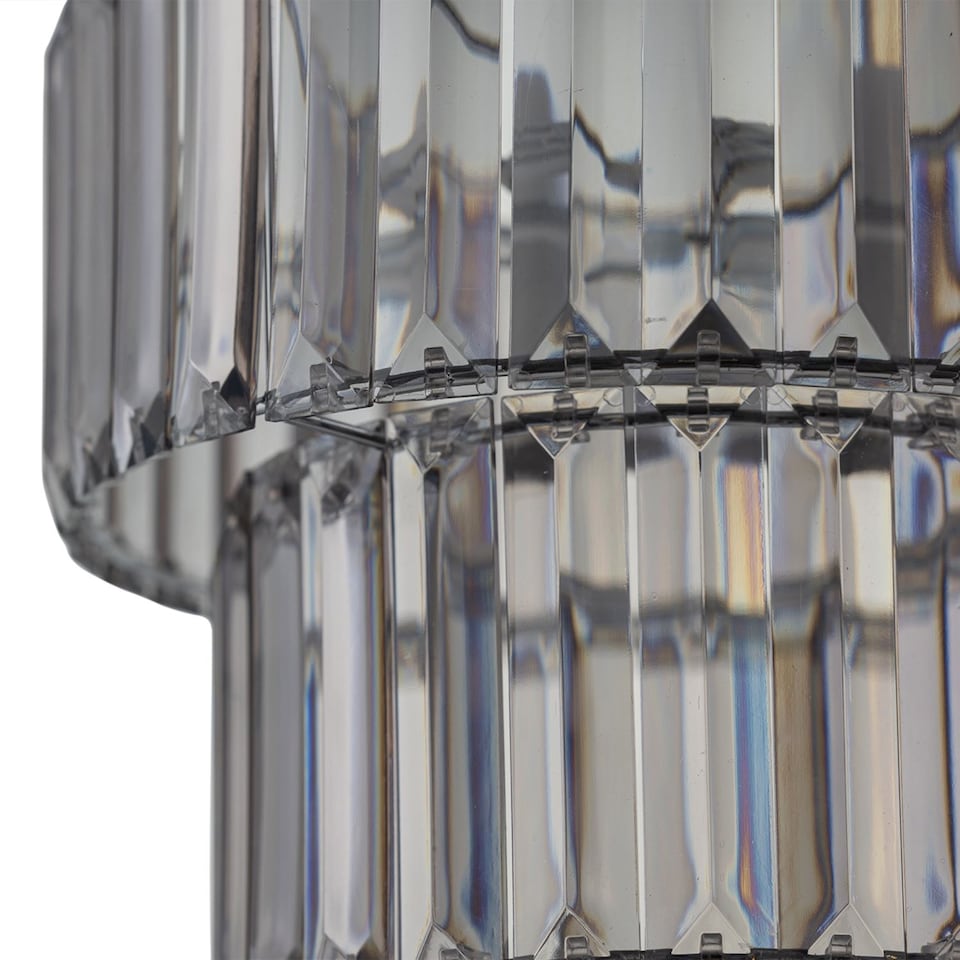 image 1 of Clint - Smoked Acrylic Crystal Two Tier Easy Fit Pendant Shade | Grey | Chrome | Medium | 1