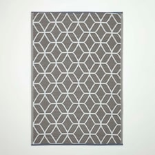 Homescapes Outdoor Rug Luxury Waterproof Reversible, For Garden, Geometric | Grey | Grey