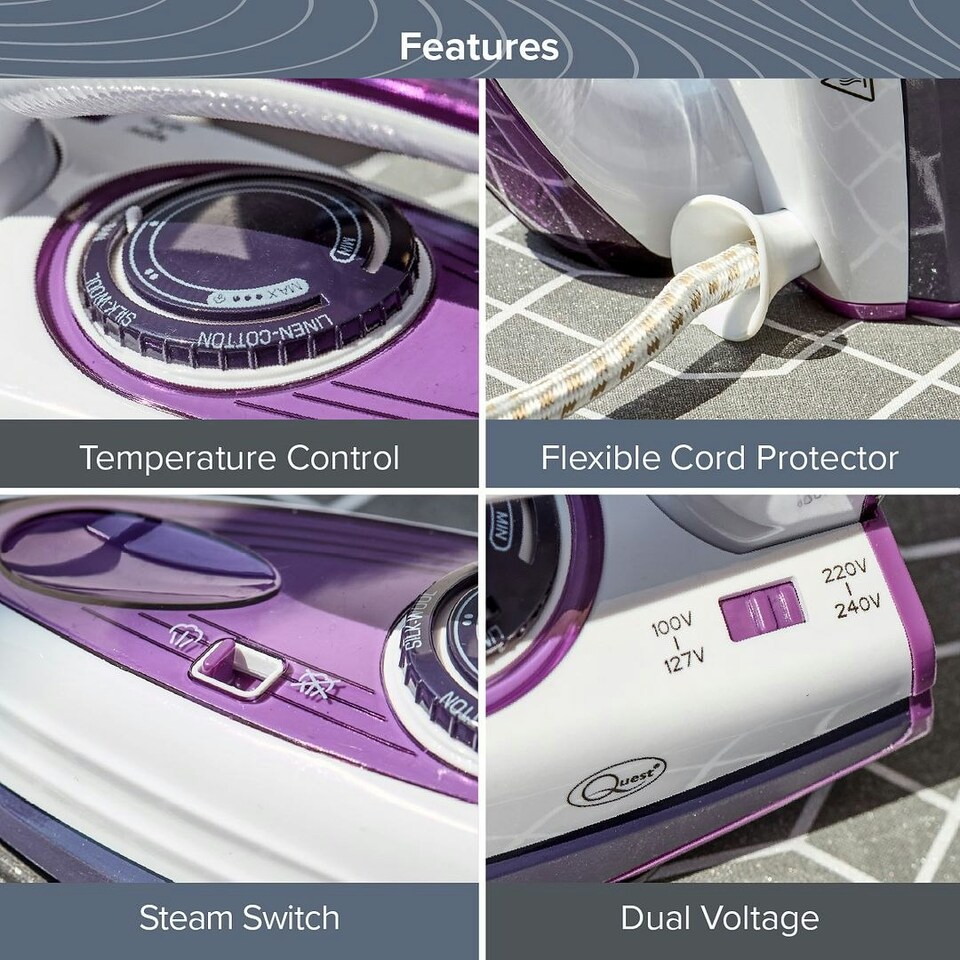 image 1 of Quest 34030 1000W Travel Steam Iron