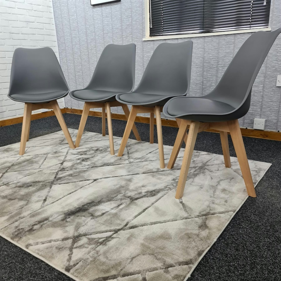 image 1 of Dining Chairs Set of 4 Grey Leather Kitchen Table Grey