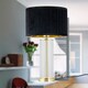 image 7 of Aura - Satin Brass Table Lamp with Black Pleated Velvet Shade Bronze | Black