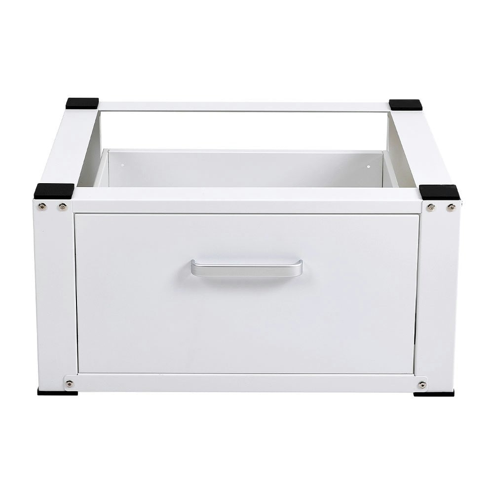 Living and Home Washing Machine Dryer Pedestal with Storage Drawer | White