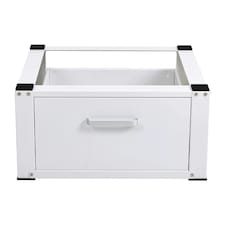 Living and Home Washing Machine Dryer Pedestal with Storage Drawer | White