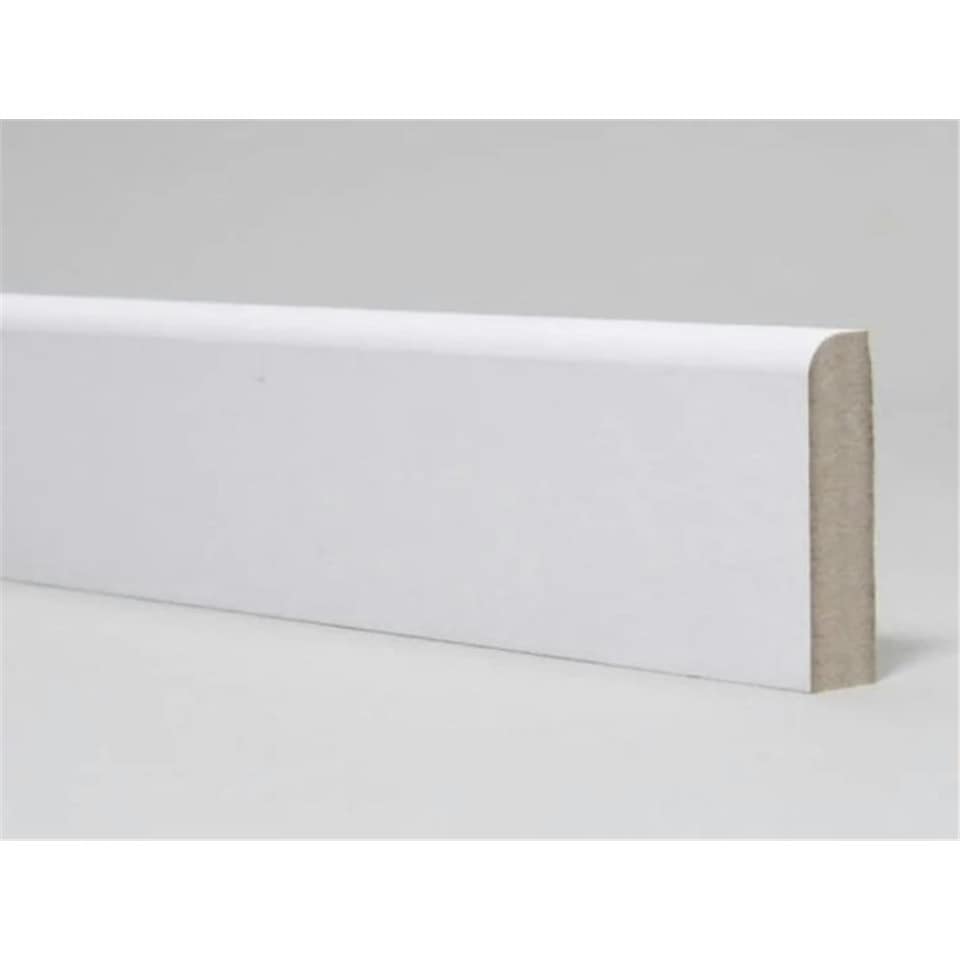 image 1 of PACK OF 10 (Total 10 Units) - 18mm x 119mm White Primed MDF 9mm One Edge Round Skirting Board - 2700mm Length