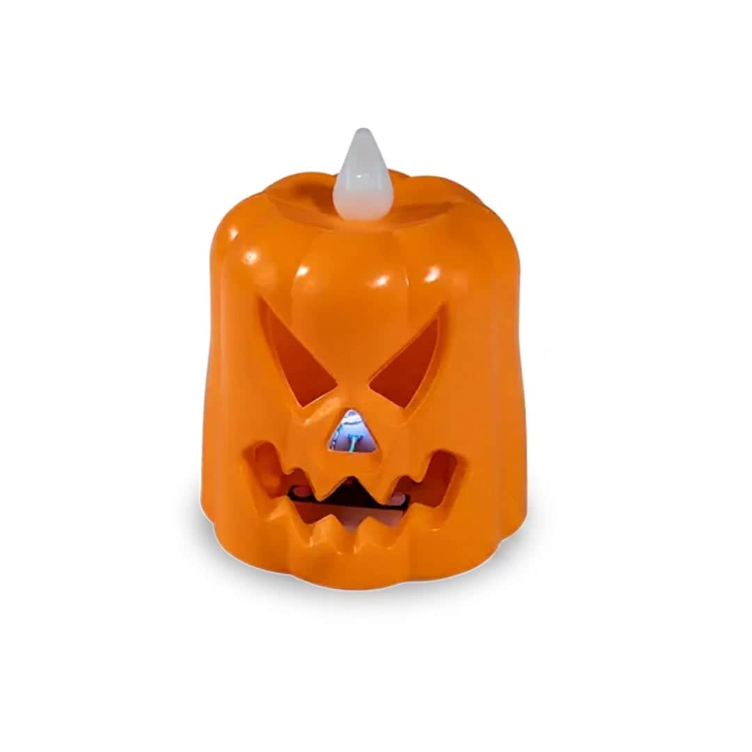 Orange Pumpkin Halloween LED Candle 7cm