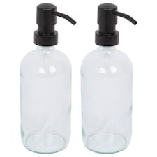 Harbour Housewares Glass Soap Dispensers - 500ml - Clear - Pack of 2