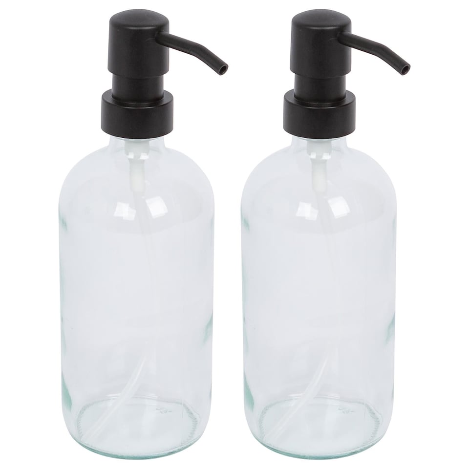 image 1 of Harbour Housewares Glass Soap Dispensers - 500ml - Clear - Pack of 2