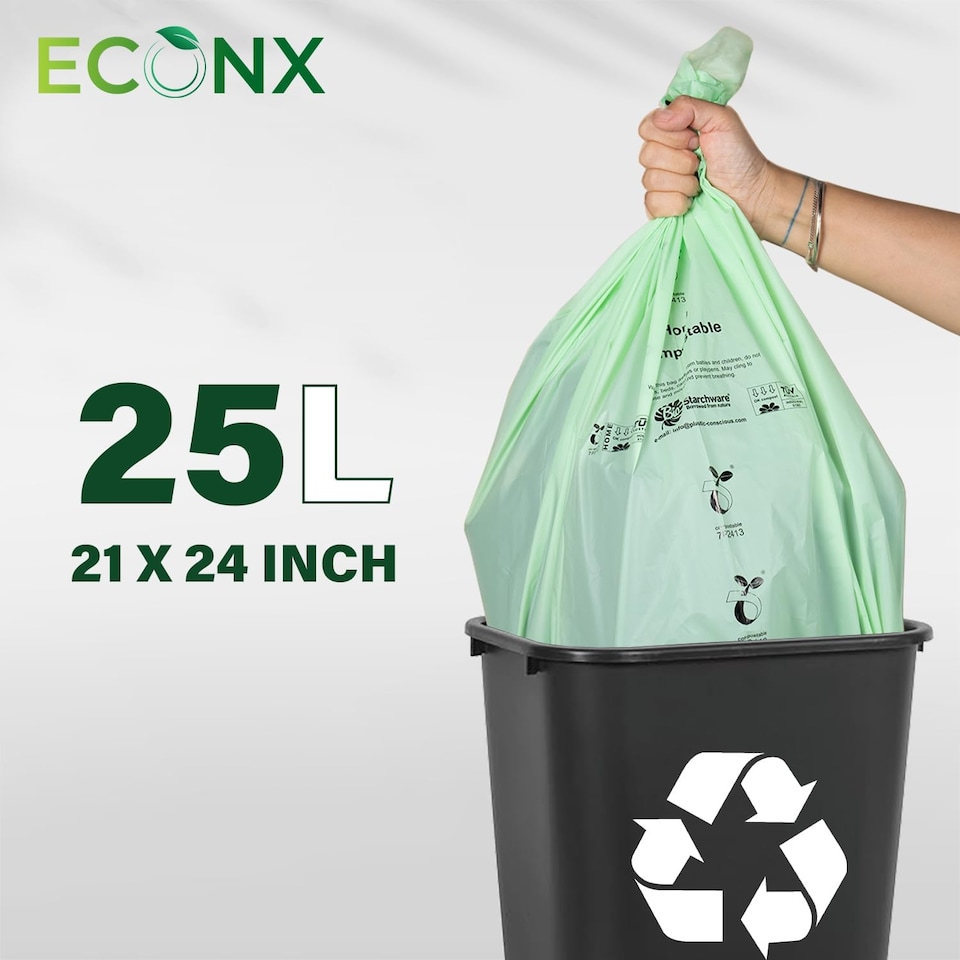 image 1 of ECONX 25 Litre X 200 Biodegradable Bin Liners Bags Food Waste Bags