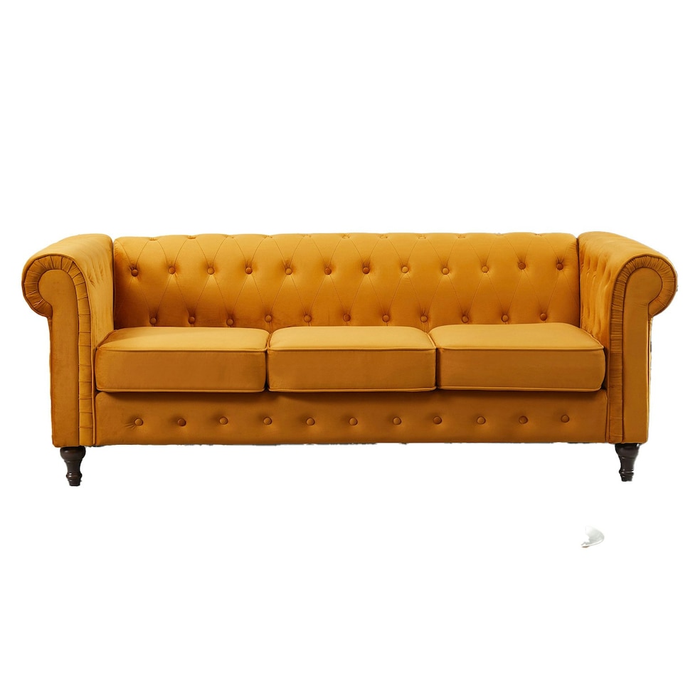 image 1 of Pelham 3 Seat Velvet Sofa - Orange